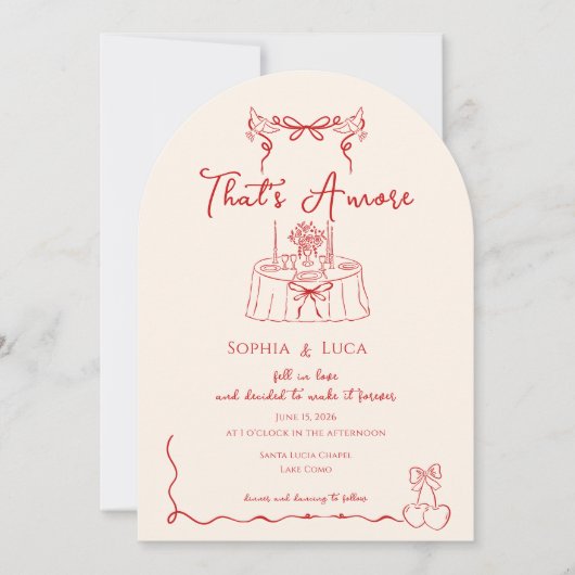 That’s Amore Italian Whimsical hand drawn Wedding Kaart (Voorkant)