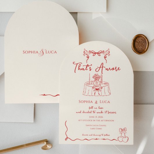 That’s Amore Italian Whimsical hand drawn Wedding Kaart