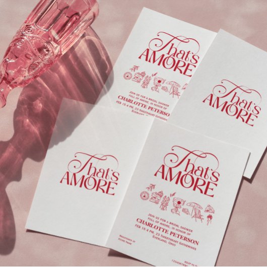 That’s Amore Red Bridal Shower invitation Kaart