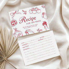 That’s Amore Red Bridal Shower Recipe Card Informatiekaartje