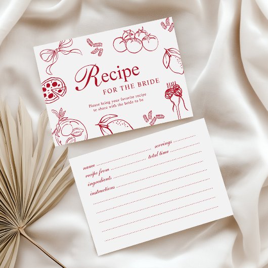 That’s Amore Red Bridal Shower Recipe Card Informatiekaartje