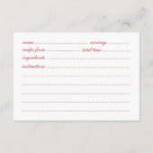 That’s Amore Red Bridal Shower Recipe Card Informatiekaartje (Achterkant)