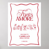 That’s Amore Red hand drawn Bridal Shower poster (Voorkant)