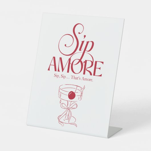 That’s Amore Red hand drawn Bridal Shower Reclamebord Met Voetstuk (Voorkant)