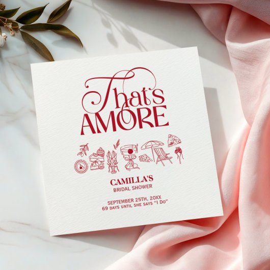 That’s Amore Red hand drawn Bridal Shower Servet