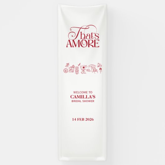 That’s Amore Red hand drawn Bridal Shower Spandoek (Verticaal)