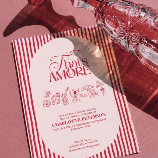 That’s Amore Red stripes Bridal Shower invite Kaart
