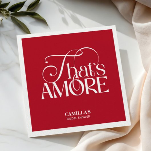 That’s Amore Red typography Bridal Shower napkin Servet