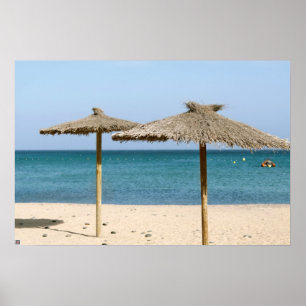 Thatch Beach Umbrellas Poster