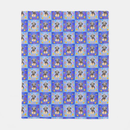 Thatch Border Terrier patchwork Pattern Fleece Deken (Voorkant)