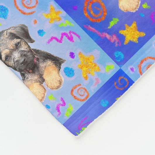 Thatch Border Terrier patchwork Pattern Fleece Deken (Hoek)