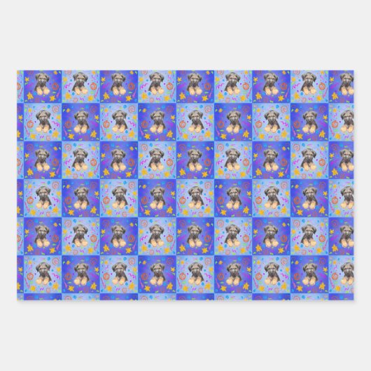 Thatch Border Terrier patchwork Pattern Inpakpapier Vel (Voorkant 3)