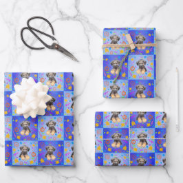 Thatch Border Terrier patchwork Pattern Inpakpapier Vel
