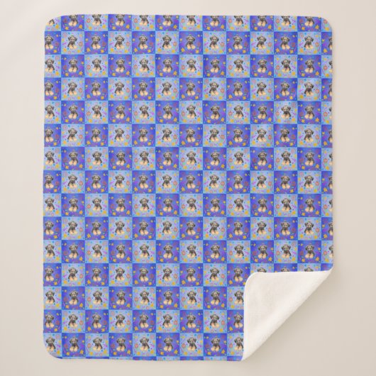 Thatch Border Terrier patchwork Pattern Sherpa Deken (Voorkant)