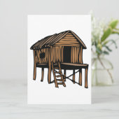 Thatched House Brown Building Invitation Kaart (Staand voorkant)
