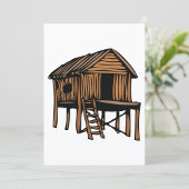 Thatched House Brown Building Invitation Kaart