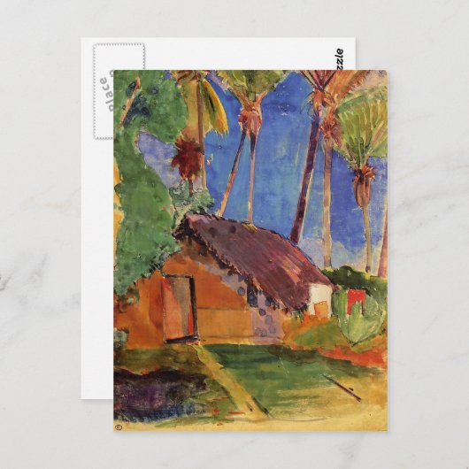 "Thatched Hut under Palms" - Paul Gauguin Briefkaart (Voorkant / Achterkant)