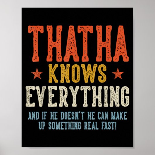 Thatha weet alles vaderdag retro vintage poster (Voorkant)