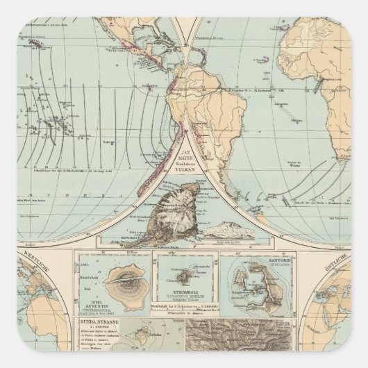 Thatigkeit des Erdinnern Atlas Map Vierkante Sticker (Voorkant)