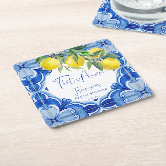 Thats amore Blue tegels Italiaans vrijgezellenfees Kartonnen Onderzetters (Schuin)