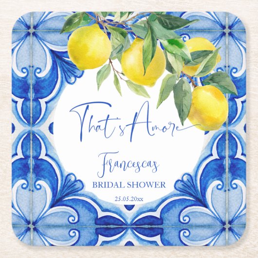 Thats amore Blue tegels Italiaans vrijgezellenfees Kartonnen Onderzetters (Voorkant)