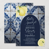 That's Amore Blue Tile Lemon Bridal Shower Kaart (Voorkant / Achterkant)