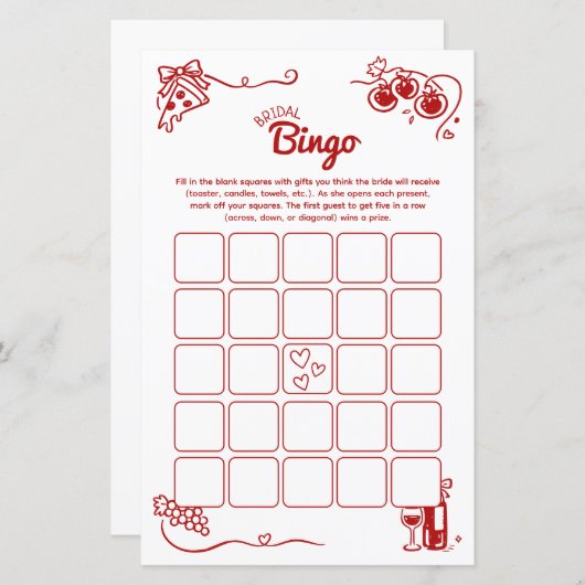 That's Amore Bridal Bingo Italian Wedding Activity (Voorkant / Achterkant)