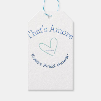 THATS AMORE BRIDAL SHOWER BLUE HEART NAME DATE SIM CADEAULABEL