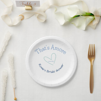 THATS AMORE BRIDAL SHOWER BLUE HEART NAME DATE SIM PAPIEREN BORDJE