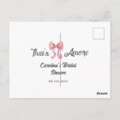 that's amore bridal shower pink retro bow boho nam briefkaart (Achterkant)