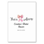 that's amore bridal shower pink retro bow boho nam kaart (Achterkant)