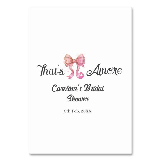 that's amore bridal shower pink retro bow boho nam kaart (Voorkant)