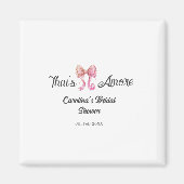 that's amore bridal shower pink retro bow boho nam magneet (Voorkant)