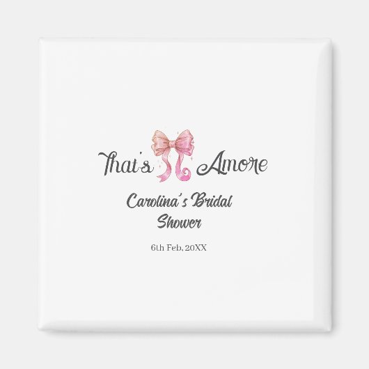 that's amore bridal shower pink retro bow boho nam magneet (Voorkant)