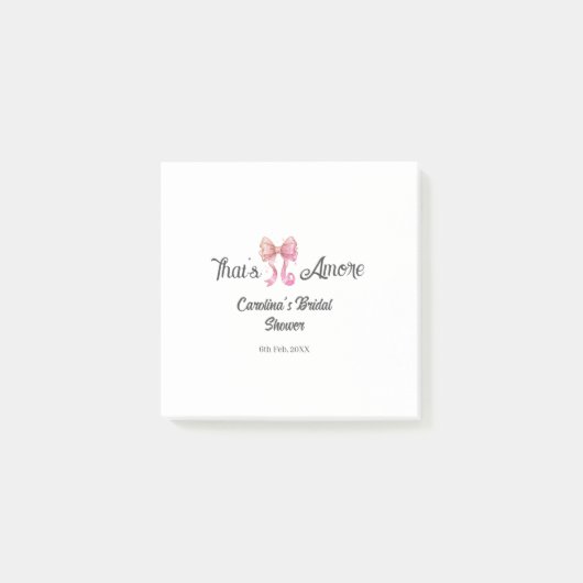 that's amore bridal shower pink retro bow boho nam post-it® notes (Voorkant)