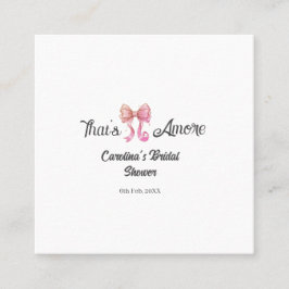 that's amore bridal shower pink retro bow boho nam vierkante visitekaartje