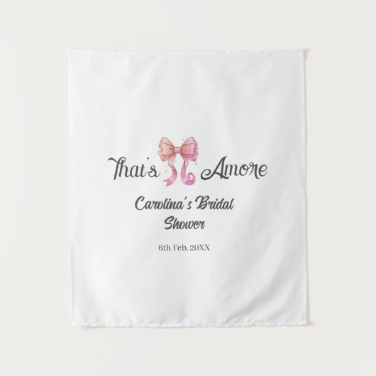 that's amore bridal shower pink retro bow boho nam wandkleed (Voorkant)