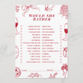 That's Amore Bridal Shower Would She Rather Game  Notitiekaartje (Voorkant)