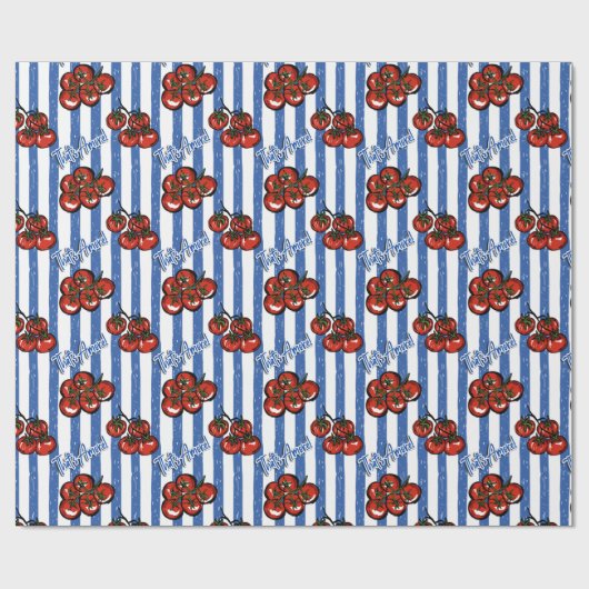 That's amore cherry tomatoes blue stripes Italian  Cadeaupapier (Vlak)
