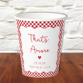 "That's Amore" Chic Red Checkered Italiaanse bruil Papieren Bekers