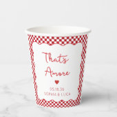 "That's Amore" Chic Red Checkered Italiaanse bruil Papieren Bekers (Voorkant)