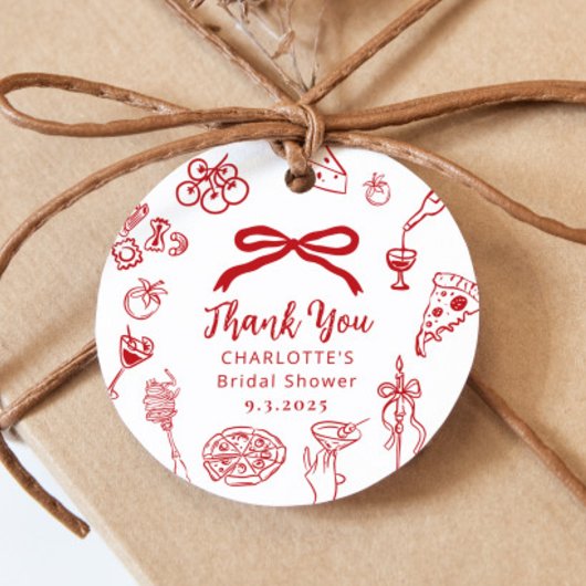 That's Amore Hand Drawn Italian Bridal Shower Bedankjes Labels