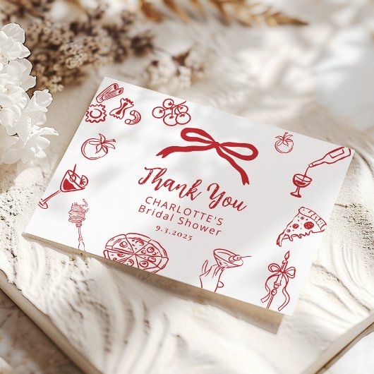 That's Amore Hand Drawn Italian Bridal Shower Bedankkaart