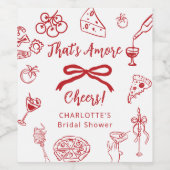 That's Amore Hand Drawn Italian Bridal Shower Wijn Etiket (Enkel label)