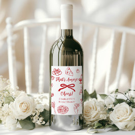 That's Amore Hand Drawn Italian Bridal Shower Wijn Etiket