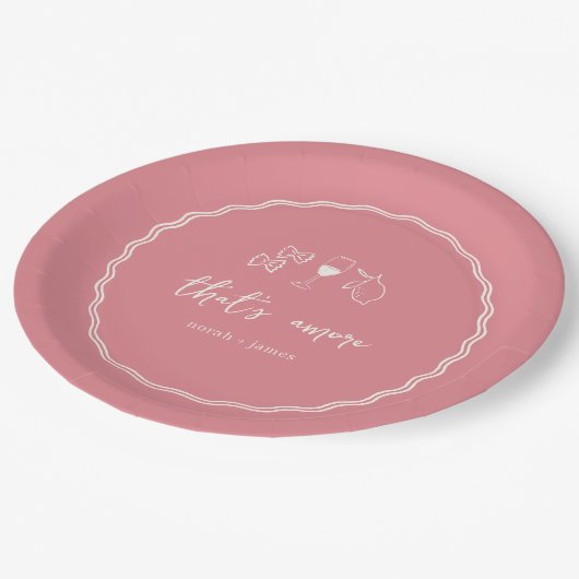 "That's Amore" Handgeschreven Vrijgezellenfeest Papieren Bordje (Gekanteld)