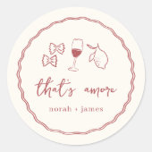 "That's Amore" Handgeschreven Vrijgezellenfeest Ronde Sticker (Voorkant)