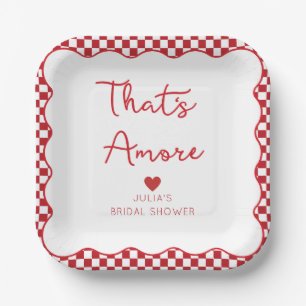 "That's Amore" Italiaanse Bruidsborrel Rood Geruit Papieren Bordje