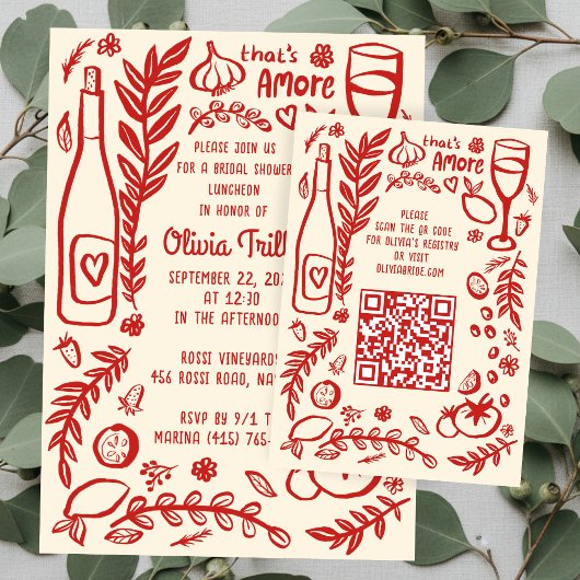 That's Amore Italian Food CUSTOM Bridal Shower QR Informatiekaartje