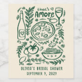 That's Amore Italian Food CUSTOM Bridal Shower Wijn Etiket (Enkel label)